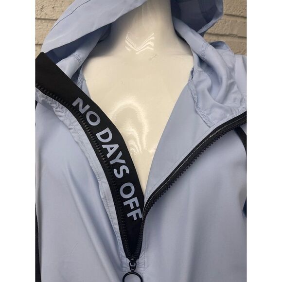 MTA Sport Blue Black Mesh Hemline Hooded Windbreaker Size L - Picture 3 of 10